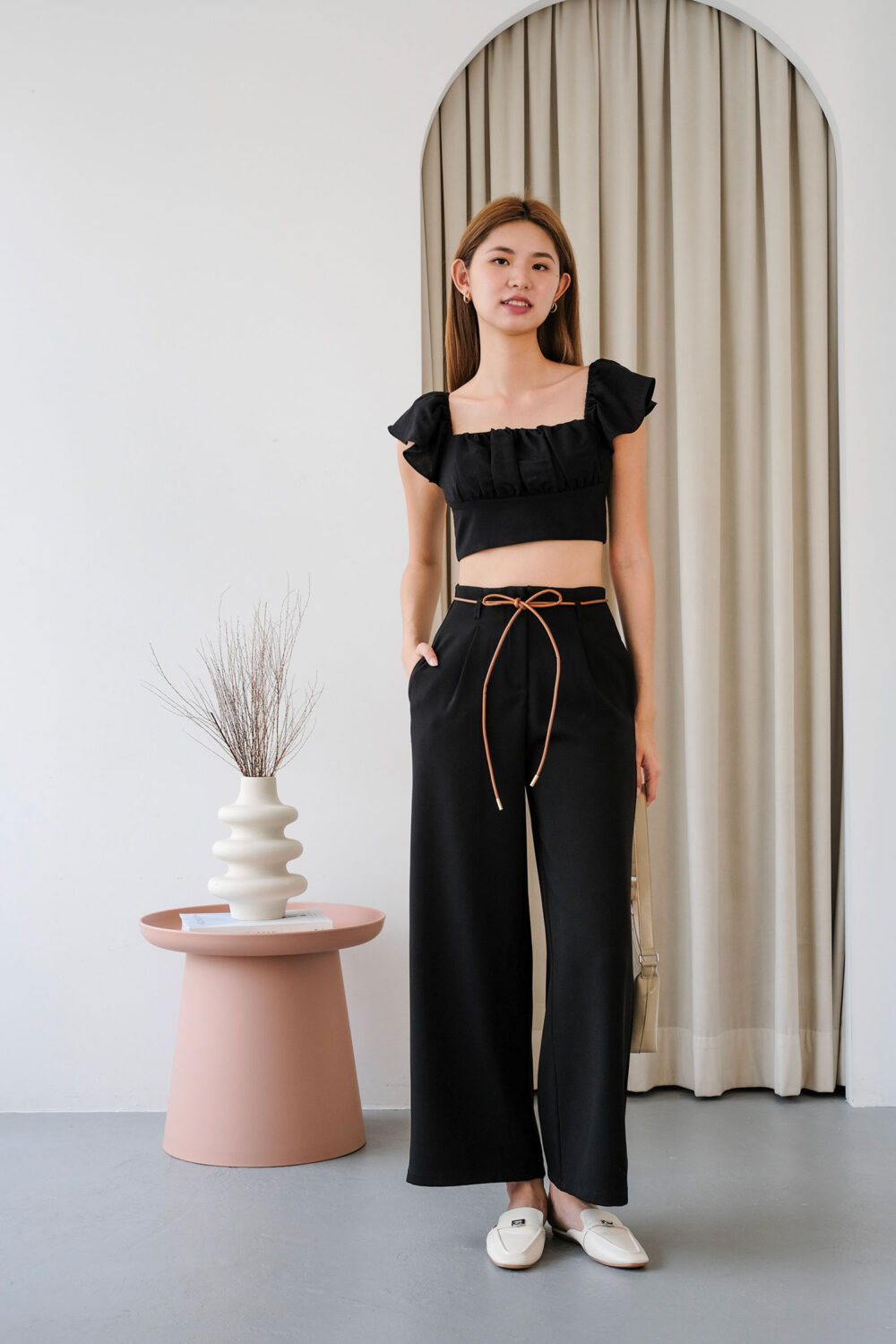 Frilled Sleeve Padded Croptop - Image 4